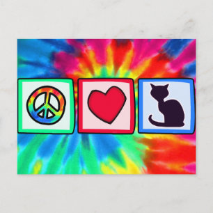 Carte Postale Paix, Amour, Chats