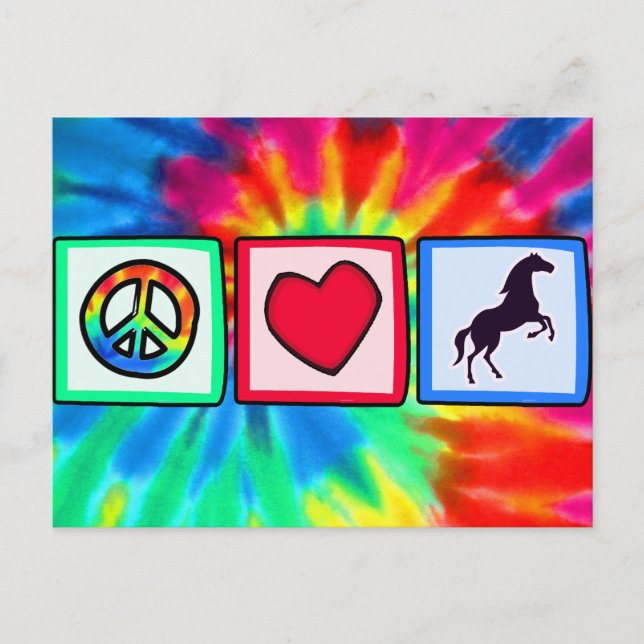 Carte Postale Paix, Amour, Chevaux (Devant)