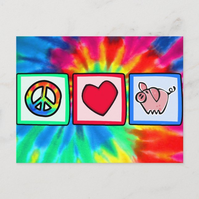 Carte Postale Paix, Amour, Cochons (Devant)