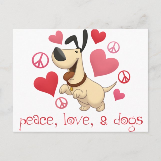Carte Postale Paix, amour et chiens (Devant)