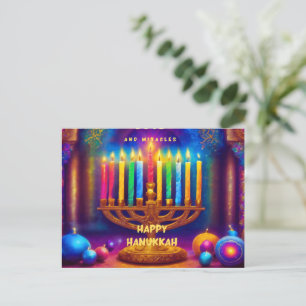 Carte Postale Paix, Amour et Miracles - Hanoukka