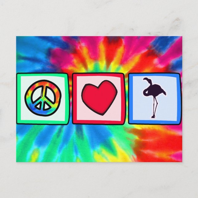 Carte Postale Paix, Amour, Flamants roses (Devant)