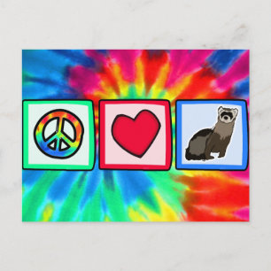 Carte Postale Paix, Amour, furets