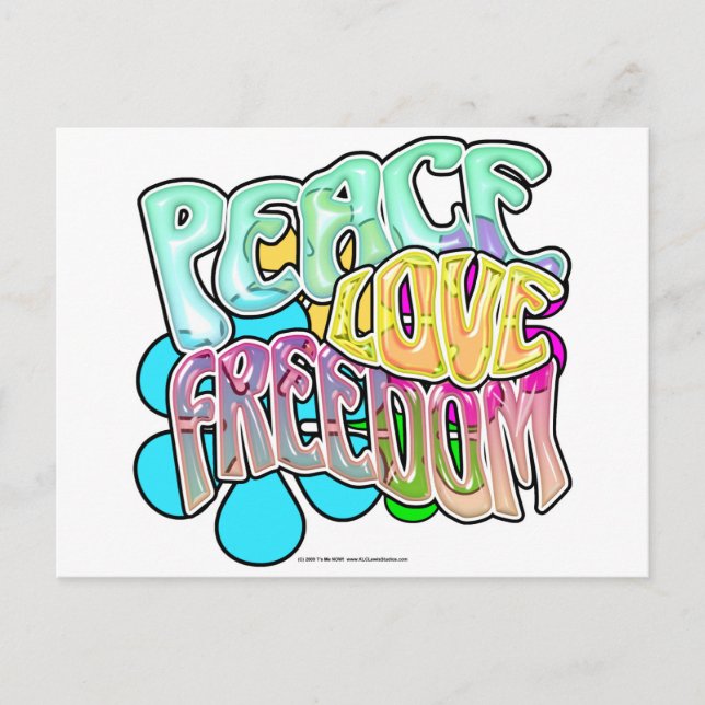 Carte Postale Paix Amour Liberté (Devant)