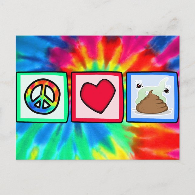 Carte Postale Paix, Amour, Poop (Devant)
