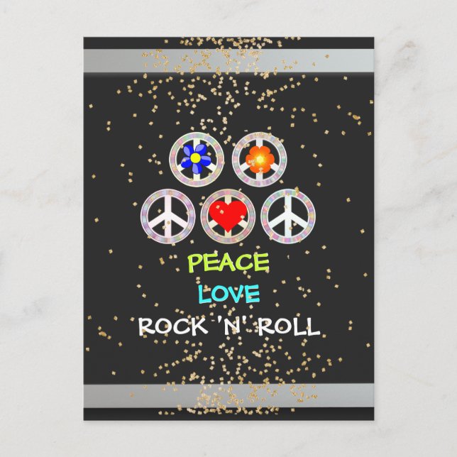 Carte Postale Paix, Amour, Rocher et Rouleau (Devant)