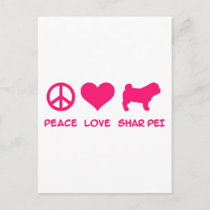 Carte Postale Paix, Amour, Shar Pei