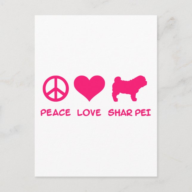 Carte Postale Paix, Amour, Shar Pei (Devant)