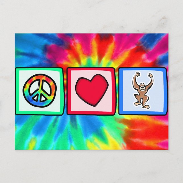 Carte Postale Paix, Amour, Singes (Devant)