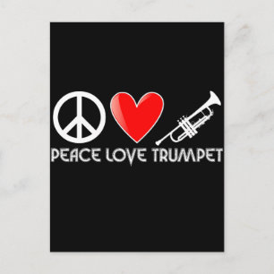Carte Postale Paix, amour, trompette