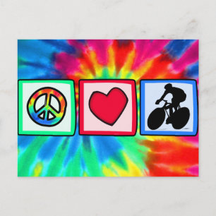 Carte Postale Paix, Amour, Vélo