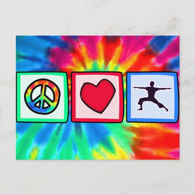 Carte Postale Paix, Amour, Yoga (Devant)