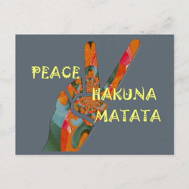 Carte Postale Paix dehors : panneau Vibes de Hakuna Matata (Devant)