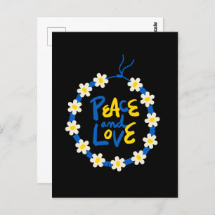 Carte Postale Paix et amour Ukraine Fleur Wreath