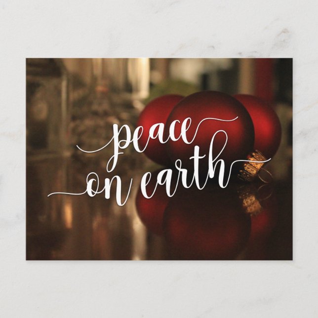 Carte Postale Paix sur Terre Typographie & Ornements Rouges Phot (Devant)
