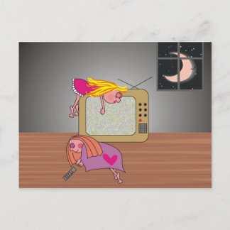 Carte Postale Pajama Party Sleeping Girls and Moon Postcards