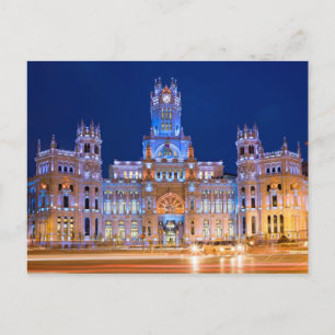 Carte Postale Palacio de Comunicaciones à la nuit à Madrid