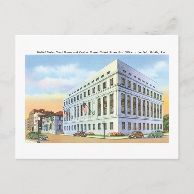 Carte Postale Palais de justice et poste, Mobile Alabama (Devant)