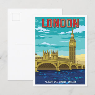 Carte Postale Palais de Westminster Vintage voyage de Londres