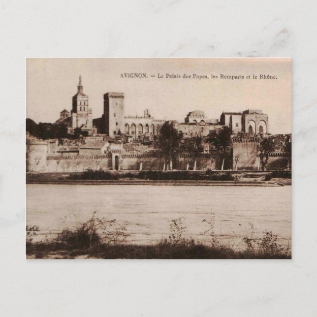 Carte Postale Palais des Papes Avignon France 1910 Réplique (Devant)