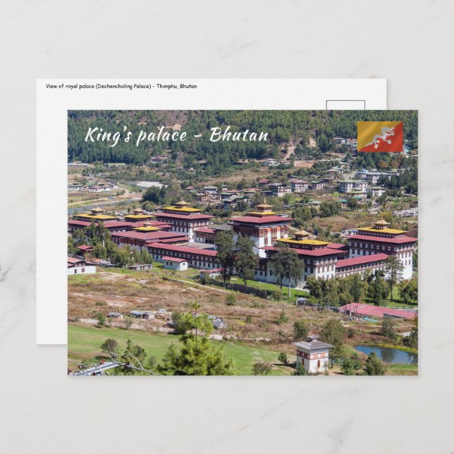 Carte Postale Palais du roi à Thimphu - Bhoutan (Devant / Derrière)