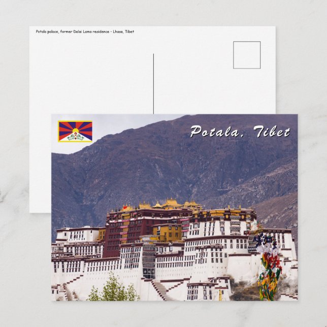 Carte Postale palais Potala à Lhasa - Tibet (Devant / Derrière)