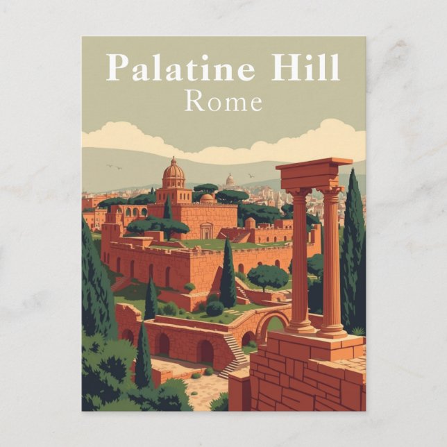 Carte Postale Palatine Hill, Rome, Italie Art Vintage (Devant)