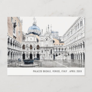 Carte Postale Palazzo Ducale Venise Italie Aquarelle Voyage
