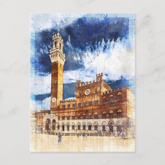 Carte Postale Palazzo Pubblico à Sienne. Toscane, Italie. (Devant)