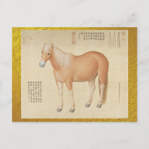 Carte Postale Palefroi Palomino Doré - Art Chinois Vintage
