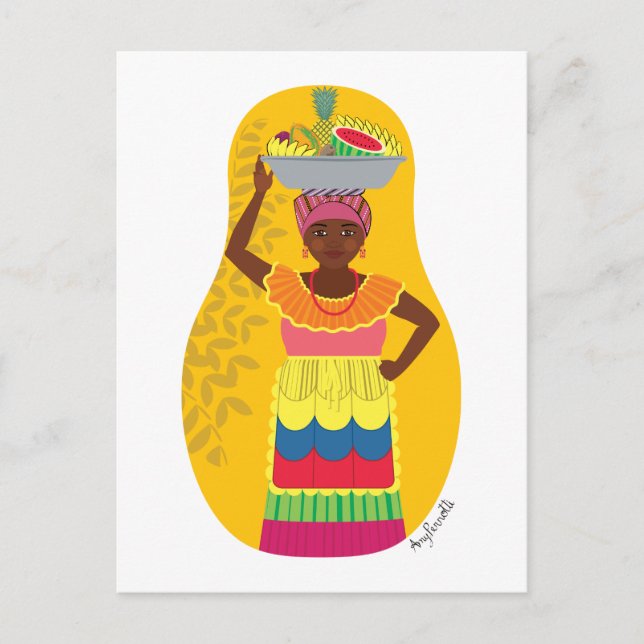 Carte postale Palenquera Cartagena Matryoshka (Devant)