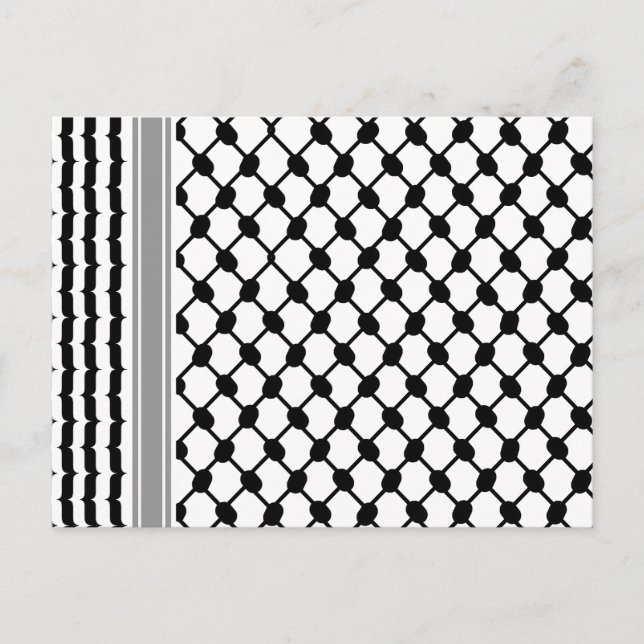 Carte Postale Palestinienne Hatta Keffiyeh Kufiya Folk (2 Motifs (Devant)