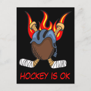 Carte Postale Palet de hockey en flammes avec une citation, spor