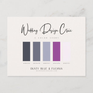 Carte Postale Palette couleur Dusty Blue Fuchsia avec codes hexa