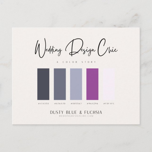 Carte Postale Palette couleur Dusty Blue Fuchsia avec codes hexa (Devant)