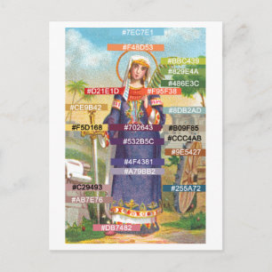Carte Postale Palette couleur pour Sainte Catherine en robe égyp