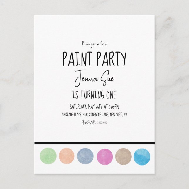 Carte Postale Palette d'aquarelle pour fête d'anniversaire artis (Devant)