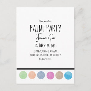 Carte Postale Palette d'aquarelle pour fête d'anniversaire Paint