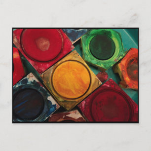 Carte Postale Palette de la boîte de peinture d'aquarelle