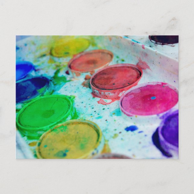 Carte Postale Palette de peinture à aquarelle multicolore (Devant)