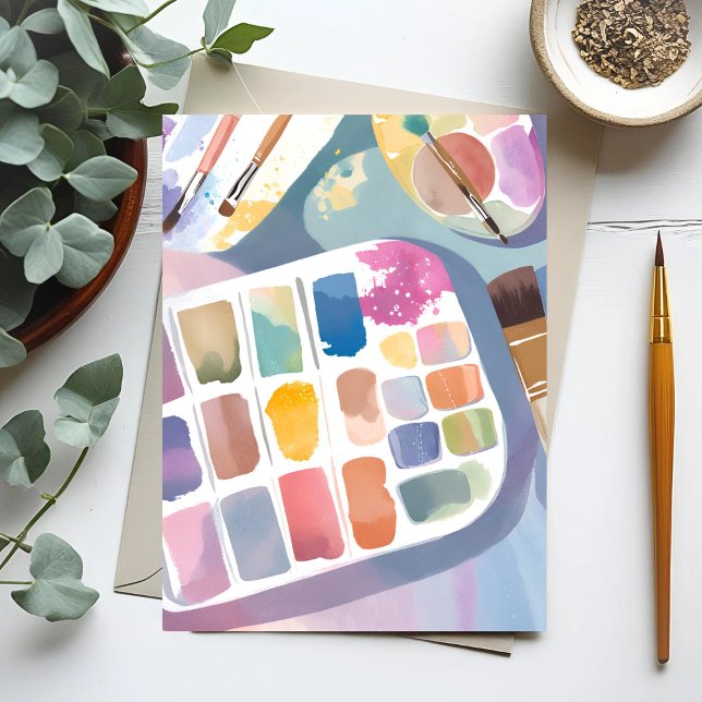 Carte Postale Palette de peinture | Jolie aquarelle Art colorée (Créateur téléchargé)