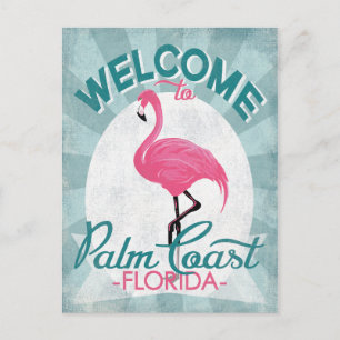 Carte Postale Palm Coast Floride Flamant rose rose Rétro