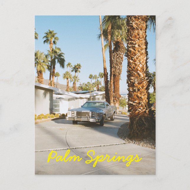 Carte Postale Palm Springs California Classic Car et Palm Trees (Devant)