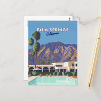 Palm Springs California Pool Hotel Trees Retro