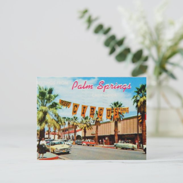 Carte Postale Palm Springs, Californie vintage années 1950 (Debout devant)
