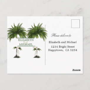 Carte Postale Palm Tree élégant moderne chic mariage juif RSVP
