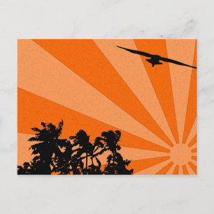 Carte postale Palmes et mouettes