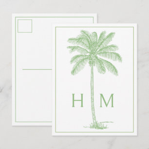 Carte Postale Palmetto Palm Monogramme Côtière Verte