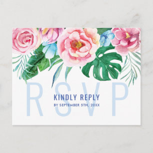 Carte Postale Palmier coloré tropical Feuille mariage RSVP