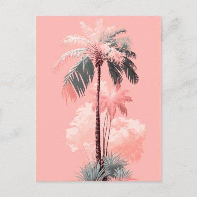 Carte Postale palmier rose (Devant)